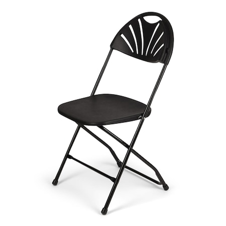 Atlas Commercial Products TitanPRO Fanback Plastic Folding Chair, Black FPFC2BK